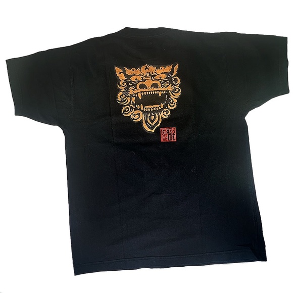 Okinawa Lion Black Vintage T-Shirt from Japan - Picture 3 of 6